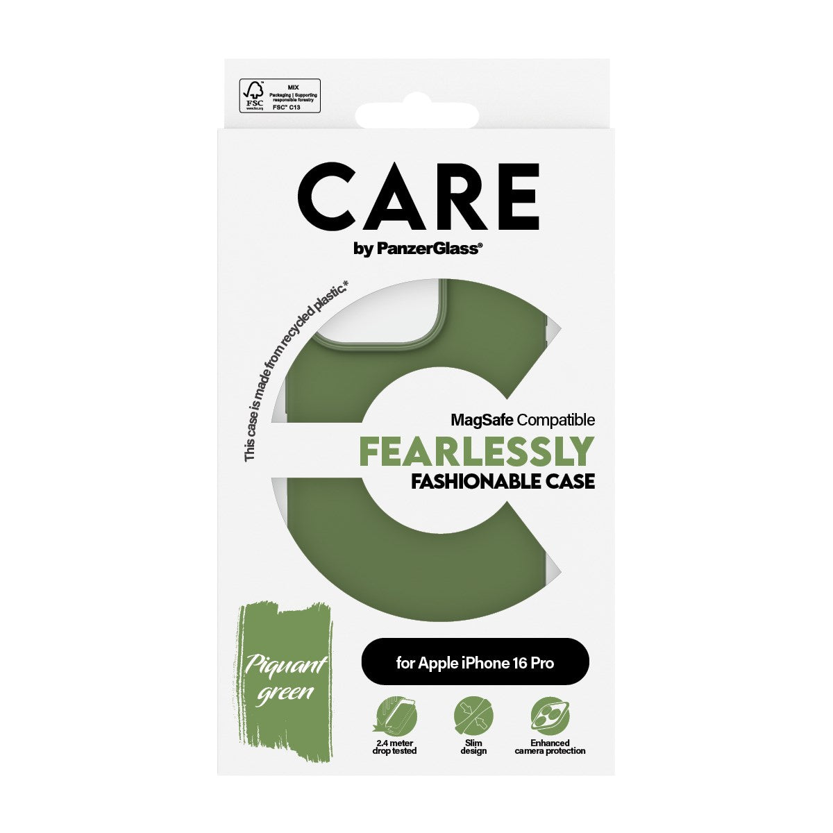 CARE by PanzerGlass® Fashionable Case Grün m. MagSafe iPhone 16 Pro